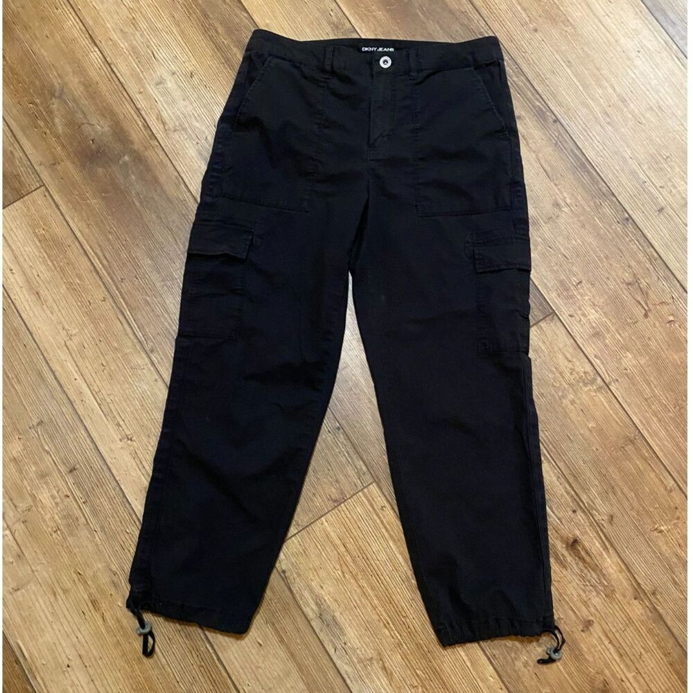 DKNY Women's Black Cargo Pants Mid Rise Sz 27/4